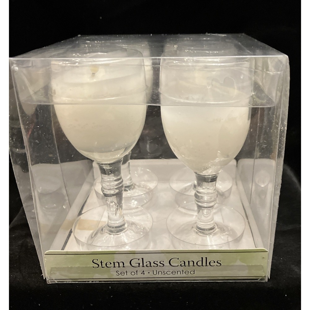 Dynamic Collections Set of 4 Clear Handblown Glass Stemmed Votive Candle Holders